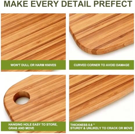 2 Pcs Small Bamboo Cutting Boards Set for Kitchen with Hanging