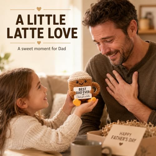 Fathers Day Gift for Dad from Daughter Son, Dad Gifts Crochet Coffee