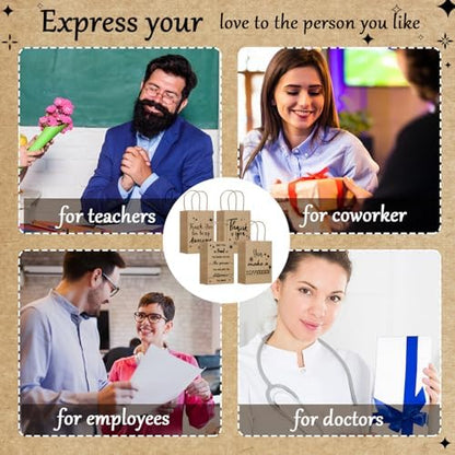 Gueevin 40 Thank You Employee Gift Bags,Appreciation,Kraft Color