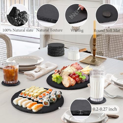 11 In Slate Cheese Boards, 4 PCS Natural Stone Charcuterie Platters