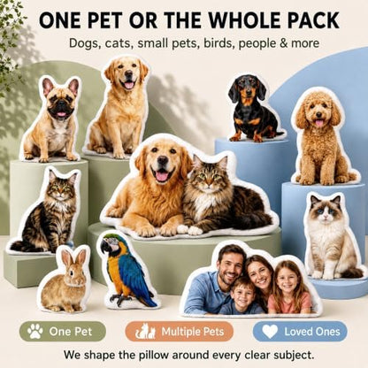 Custom Pet Pillow with Photo Picture, Dog Cat Face Pillow for Dog Mom