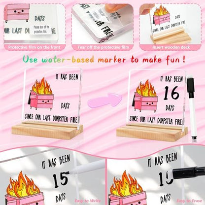 Emotional Support Crochet Dumpster Fire and Sign Decor Set Dumpster