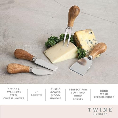 Twine Gourmet Cheese Knives - Stainless Steel Knife Set - Charcuterie