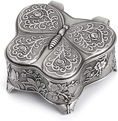 Hipiwe Vintage Metal Jewelry Trinket Box Butterfly Shape Jewelry