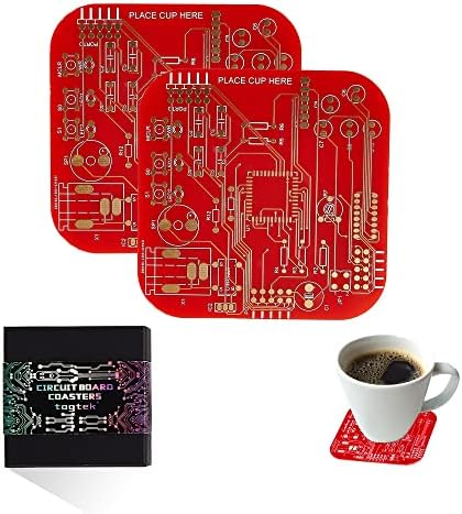PCB-Design Red Circuit Board Coasters for Coffee Table, Bar, Office