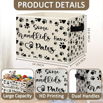Dog Grandparents Gifts Foldable Storage Bins Box with Handles, Dog