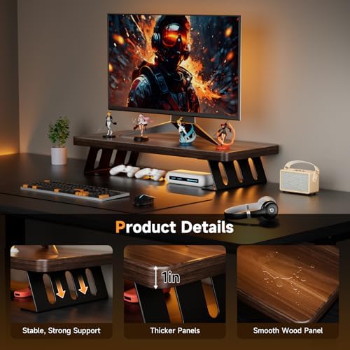 Monitor Stand – 24 Inch Wood Monitor Riser, Holds Up to 220 Lbs