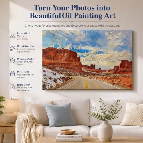 YTUAMDF Custom Portrait From Photo, Oil Painting Style Canvas Print