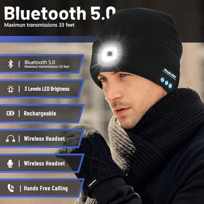 Keains Bluetooth Beanie with LED Light, Gifts for Men Women Dad