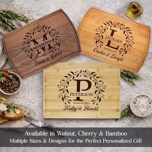Personalized Wedding Gift Cutting Board for Couples, Custom Engraved