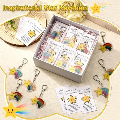 Henoyso Inspirational Star Keychain Bulk, Rainbow Appreciation Gift