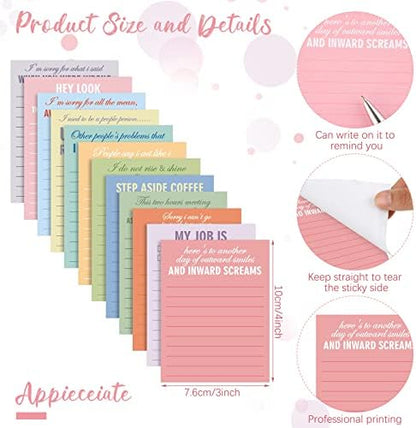 24 Pcs Sarcastic Sticky Notes with Pens 3" x 4" Funny Gifts for