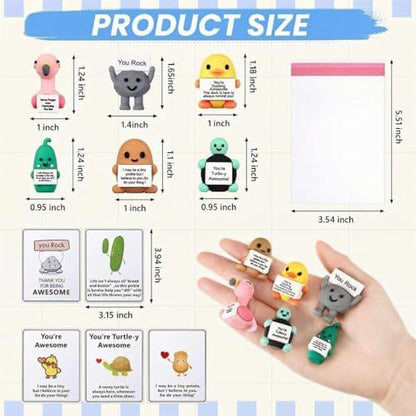 Gejoy 24 Sets Mini Rubber Figures Positive Gifts with Cards for