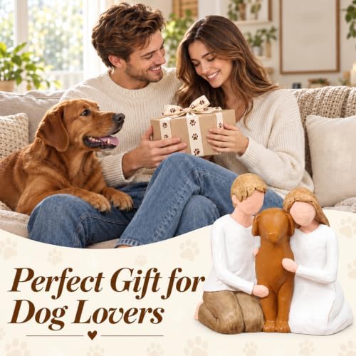 Couple and Dog Ornament, Gifts for Couples with Dogs, Brown Dog