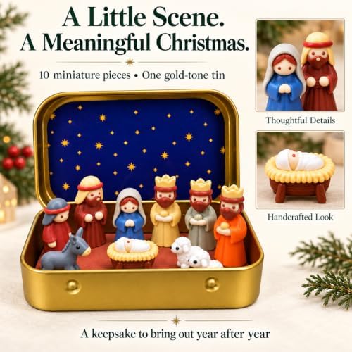 Mini Nativity in a Tin Box, Mini Nativity Set, Pocket Nativity