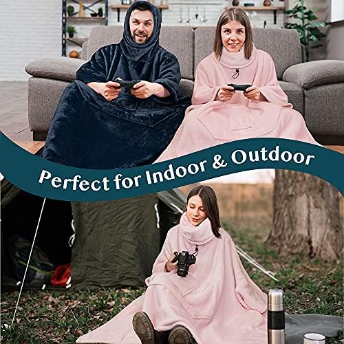 PAVILIA Wearable Blanket Poncho for Women Men, Oversized Hoodie