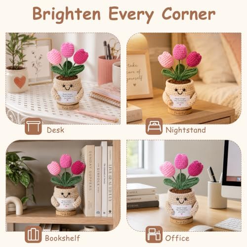 INSPRING Thank You Gifts for Women, Emotional Support Crochet Tulips