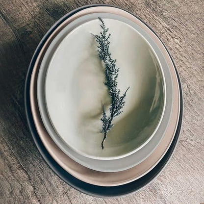 Mora Ceramic Large Serving Bowls- Set of 2 Oval Platters for