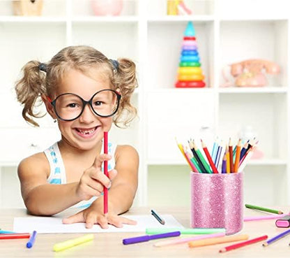 Glitter Pen Holder for Desk, Cute Pencil Cup Pink for Women Girls