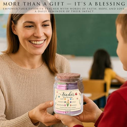 Bible Verse Jar for Teacher – 92 Color-Coded Bible Verse, Teacher