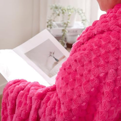 Puncuntex Hot Pink Throw Blanket 50"×60" Gifts for Mom Fuzzy 3D