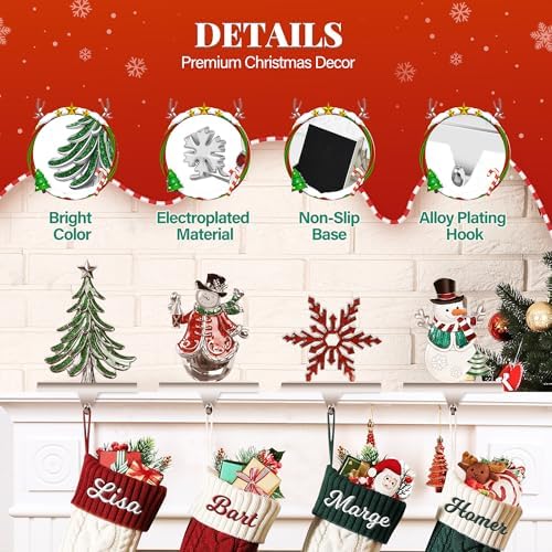 Loncaster Set of 4 Christmas Stocking Holders for Mantle, Christmas