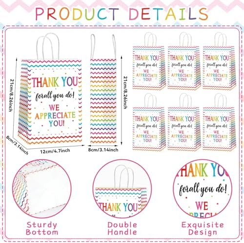CHUNNIN 12 Pcs We Appreciate You Paper Gift Bags Thank You for All You