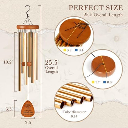 Leebbsin Thank You Gifts for Women Men, 25.5" Appreciation Wind Chimes