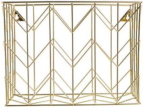 U Brands Hanging File Desk Organizer, Wire Metal, Gold Finish, 8.5" x