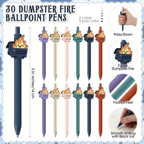 Sayglossy 30 Sets Dumpster Fire Pens Gift Desk Accessories Funny Work