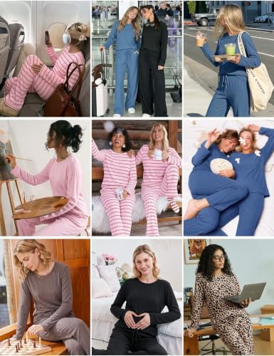 Ekouaer Pajama Set Womens Soft Pjs 2 Piece Long Sleeve Lounge Sets