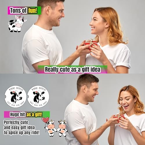 Cow Car Coasters for Cup Holders - 2 Pack Cute Cow Print Car