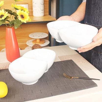 Creative Home Chip and Dip Bowl Set, Ceramic Divider Bowl, Plate