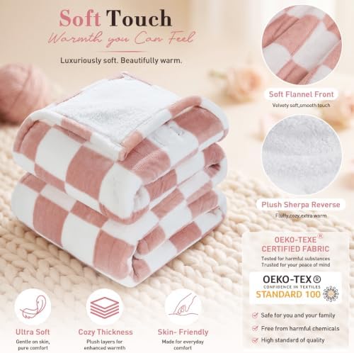 Pink Heated Blanket Electric Throw 50"X60", Heating Blanket Throw