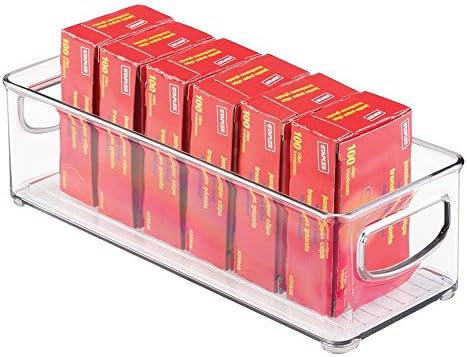 mDesign Small Plastic Office Storage Container Bins with Handles for