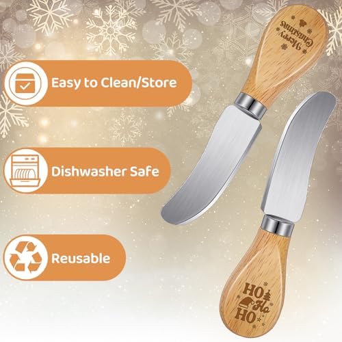 Teenyyou 10 Pcs Christmas Cheese Spreader Knives, 5.1" Stainless Steel