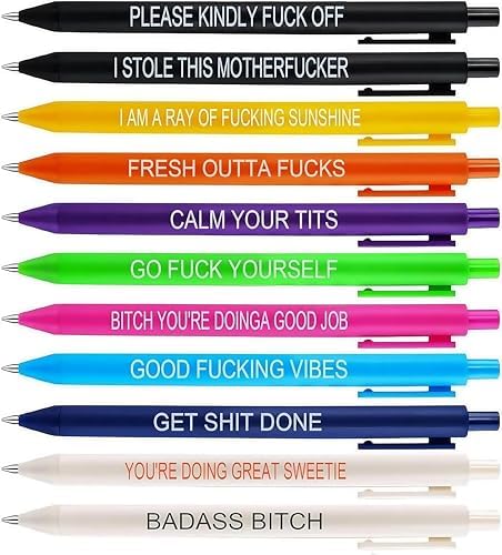 Jxueych 11 Pack Funny Pens with Sarcastic Sayings - Unique Gifts for