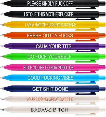Jxueych 11 Pack Funny Pens with Sarcastic Sayings - Unique Gifts for