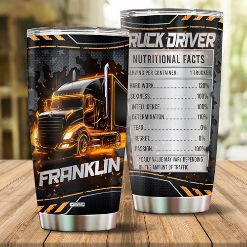 Personalized Tumbler Gifts for Truck Drivers Insulated 20oz Stainless