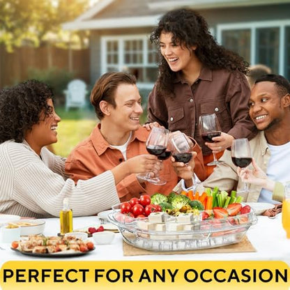 Ice Chilled Serving Tray for Parties, Fruit Tray with Ice Bottom