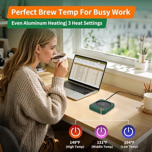 VOBAGA Coffee Mug Warmer for Desk with Auto Shut Off & 3-Temp