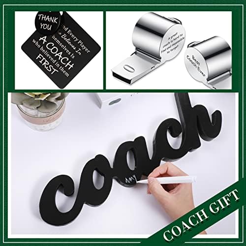Sratte 5 Pcs Thank You Gift for Coach Include Black Wood Word Sign