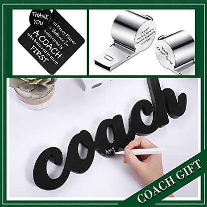 Sratte 5 Pcs Thank You Gift for Coach Include Black Wood Word Sign