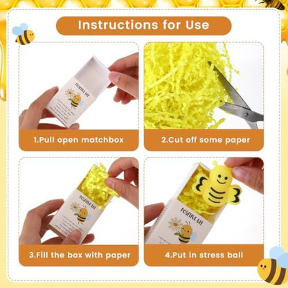 24 Sets Bee Stress Ball for Adults Positive Gifts with Cards Boxes
