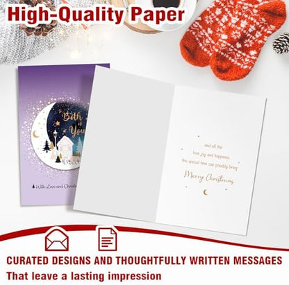 Both of You Merry Christmas Card, Moon Christmas Card for Couple