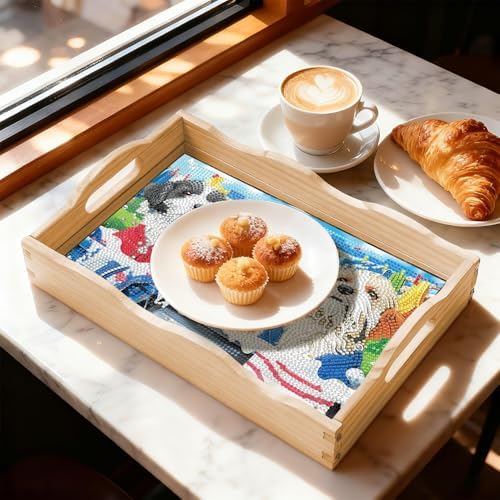 DOTSOPS DIY Diamond Painting Serving Tray with Handle for Adults 5D