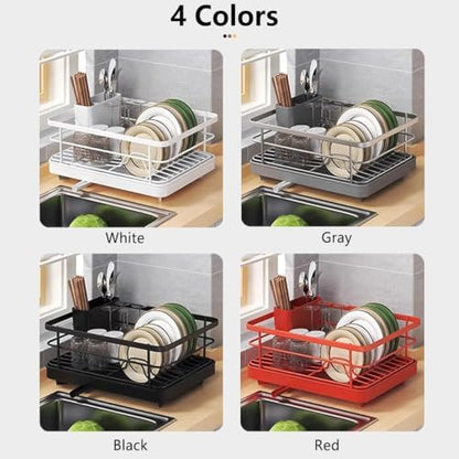 Dish Drying Rack for Kitchen Counter, Carbon Steel Sink Organizer with