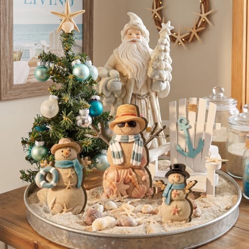 Suzile 3 Pcs Christmas Coastal Snowman Decoration Wooden Indoor Decor