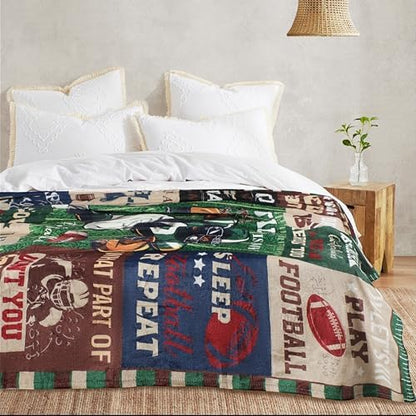 Large Football Throw Blanket for Adult Men Boys, Football Lovers