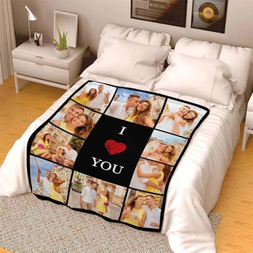 Custom Blanket with Photos Collage for Couple Gifts Personalized